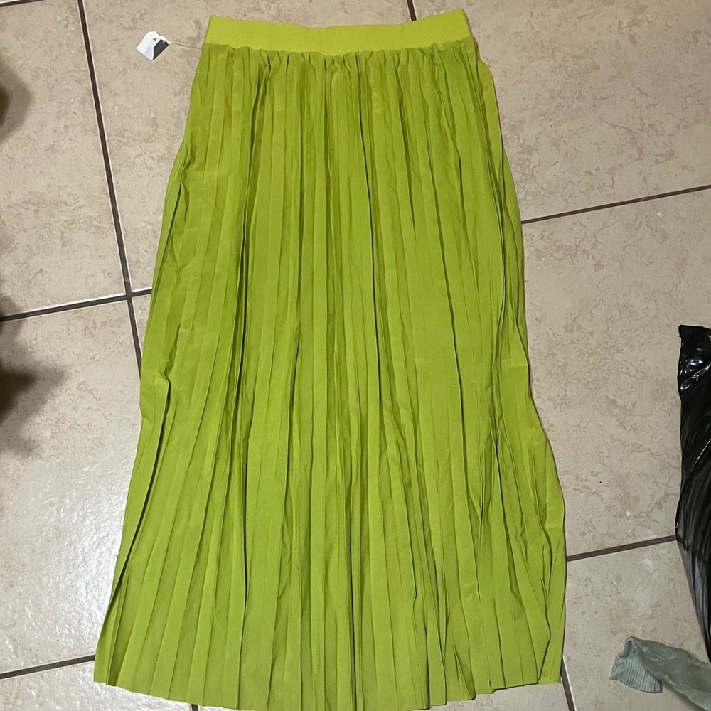 Pleated Green Skirt